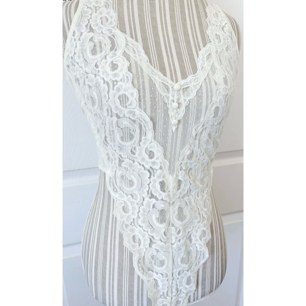 Victorias Secret Gold Label Cream Stretch Lace Teddy High Rio Cut Thong MED - Picture 3 of 6